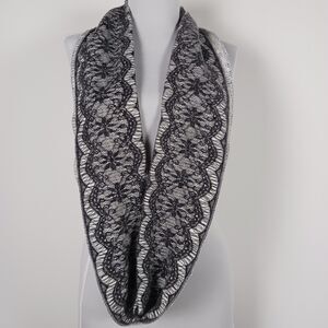 The Infinity Scarf Knit Gray White Lacy NWT Feminine